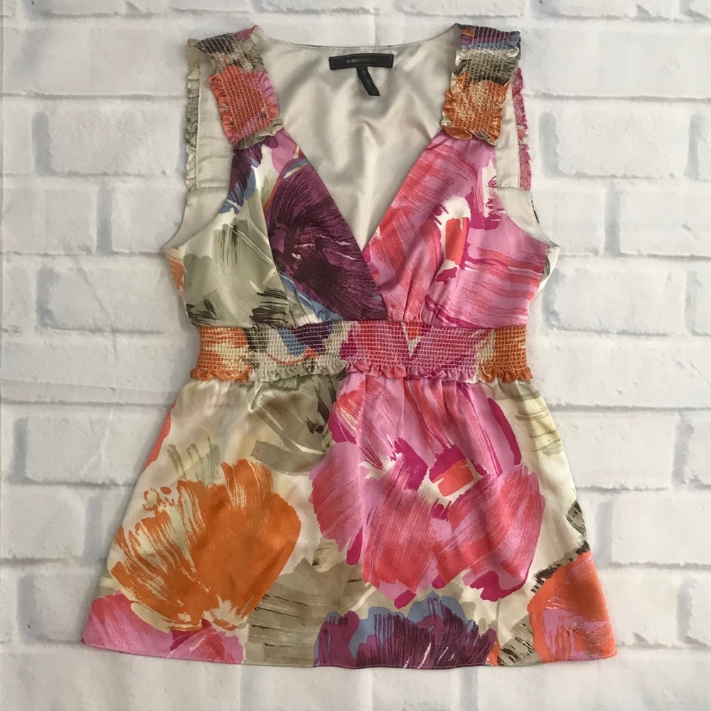 BCBGMaxAzria Silk Watercolor Top